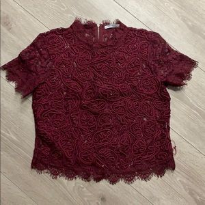 Maroon lace crop top